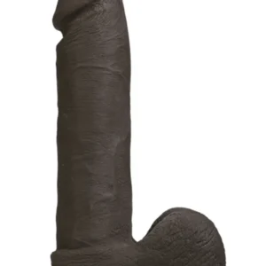 Doc Johnson The Realistic Cock ULTRASKYN 8-inch dual density dark chocolate colored cock standing erect