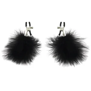 Sex & Mischief Feathered Nipple Clamps | Black at MyBestOrgasm.sex