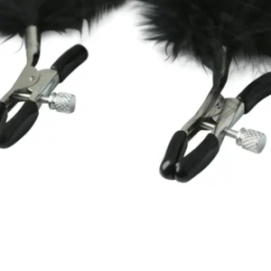 Sex & Mischief Feathered Nipple Clamps | Black at MyBestOrgasm.sex