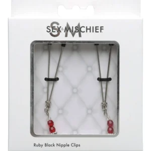 Sex & Mischief Ruby Black Nipple Clamps at MyBestOrgasm.sex