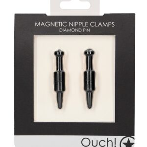 Shots America | Ouch! | Magnetic Nipple Clamps | Diamond Pin | Black | MyBestOrgasm.sex