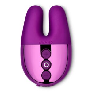 le wand | chrome double vibe clit & nipple vibrator - dark cherry