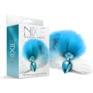 NIXIE Metal Butt Plug with Ombre Tail, Blue Metallic at My Best Orgasm