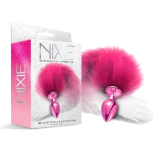 NIXIE Metal Butt Plug with Ombre Tail, Pink Metallic at My Best Orgasm