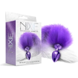 NIXIE Metal Butt Plug with Ombre Tail, Purple Metallic at My Best Orgasm