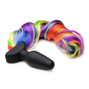 TAILZ Rainbow Ponytail Vibrating Butt Plug at My Best Orgasm