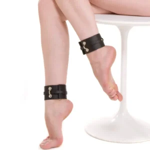 Stockroom | KinkLab Bondage Basics Black Leather Ankle Cuffs at My Best Orgasm