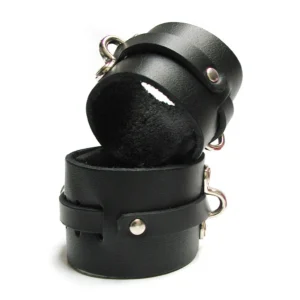 Stockroom | KinkLab Bondage Basics Black Leather Ankle Cuffs at My Best Orgasm