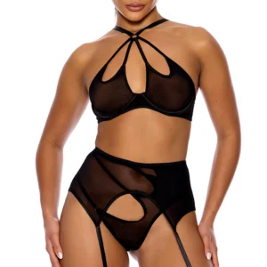 Forplay Lingerie: Feeling Butterflies Mesh Halterneck Bra Sexy Lingerie Set at My Best Orgasm