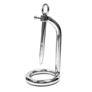 Rouge Group Stainless Steel Chastity Ring with Urethral Probe