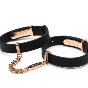 Crave ID Bondage Cuffs Black and Rose Gold