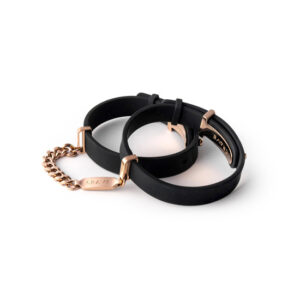 Crave ID Bondage Cuffs Black and Rose Gold