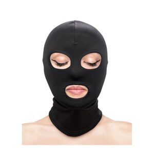 NS Novelties Fetish & Fashion Eyes and Mouth Hood - Black