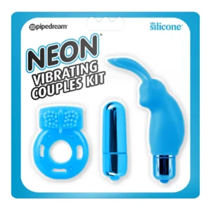 Pipedream Neon 3-piece Silicone Vibrating Couples Kit - Blue