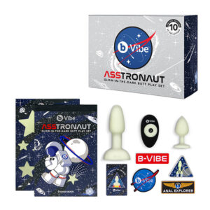 b-vibe Asstronaut Glow-in-the-Dark butt plug play set