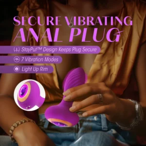 Blush Novelties Oh My Gem Charm 4.5-inch Vibrating Purple Butt Plug with Amethyst-Gem