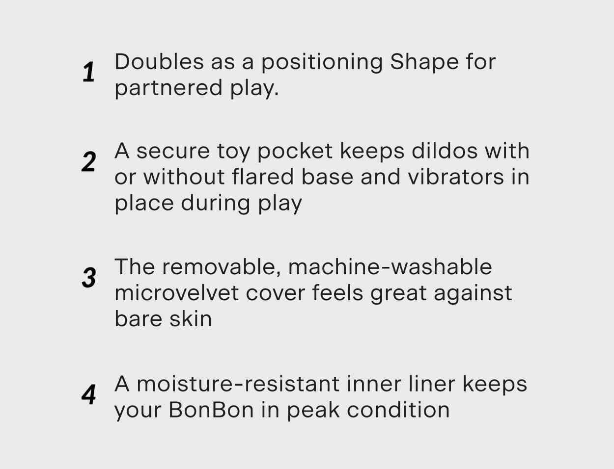 Liberator BonBon Compact Sex Toy Mount Sex Pillow Features Diagram