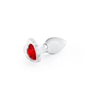 NS Novelties Crystal Desires Red Heart Glass Butt Plug - Small