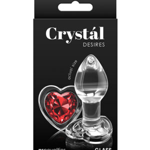 NS Novelties Crystal Desires Red Heart Glass Butt Plug - Small