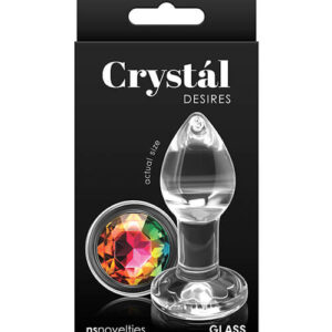 NS Novelties Crystal Desires Round Rainbow Gem Butt Plug - Small