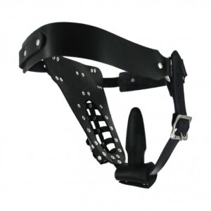 Strict Leather | Safety Net Leather Male Chastity Belt with Anal Plug Harness