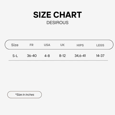 Strap-on-Me Desirous Leather Harness - Size Chart