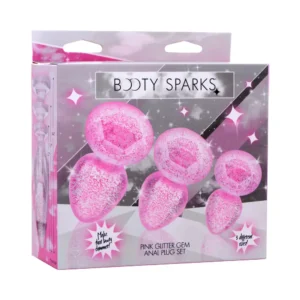 XR Brands Booty Sparks Glitter Gem Pink Anal Plug Set