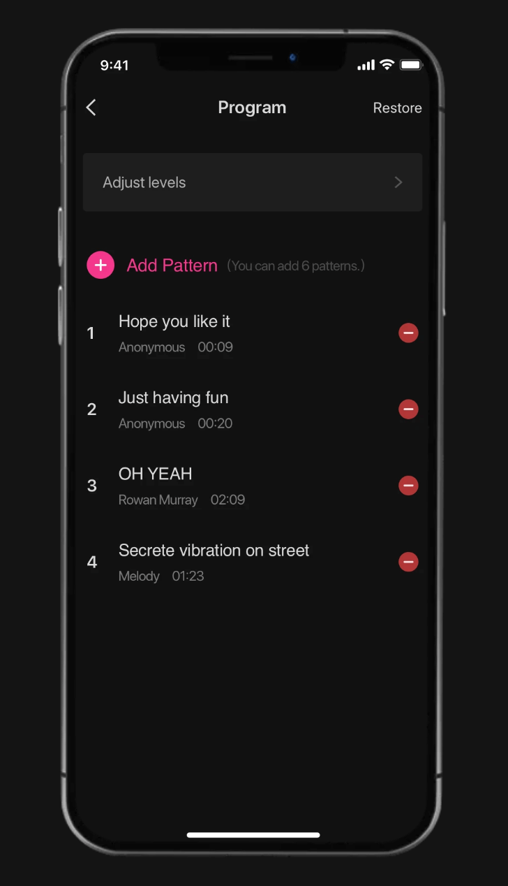 Lovense Hush 2 Remote App Features - Program Patterns