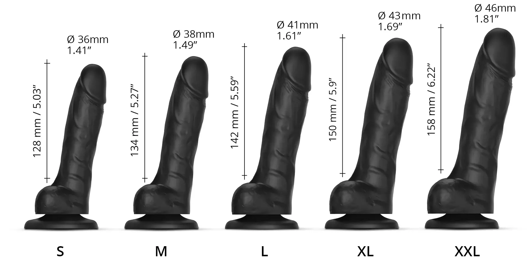 Strap-on-Me | Sliding Skin Realistic Dildo Dimensions