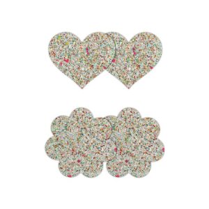 NS Novelties Pretty Pasties Heart & Flower Glow in the Dark - 2 Pair