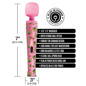 Stoner Vibes Wacky Weed Wand Massager - Pink Kush
