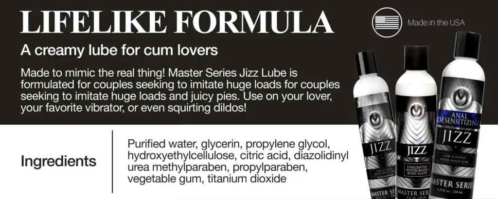 Master Series Jizz Unscented Water-based Lube 8oz - Lifelike Formula