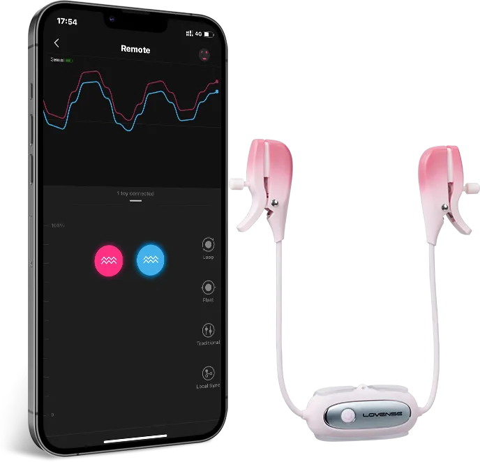 Lovense | Gemini App-Controlled Vibrating Nipple Clamps - Remote App Features